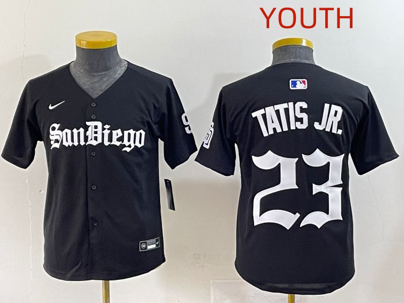 Youth 2025 San Diego Padres #23 Tatis jr Black Five generations Joint Name Nike MLB Jersey style 1->youth mlb jersey->Youth Jersey
